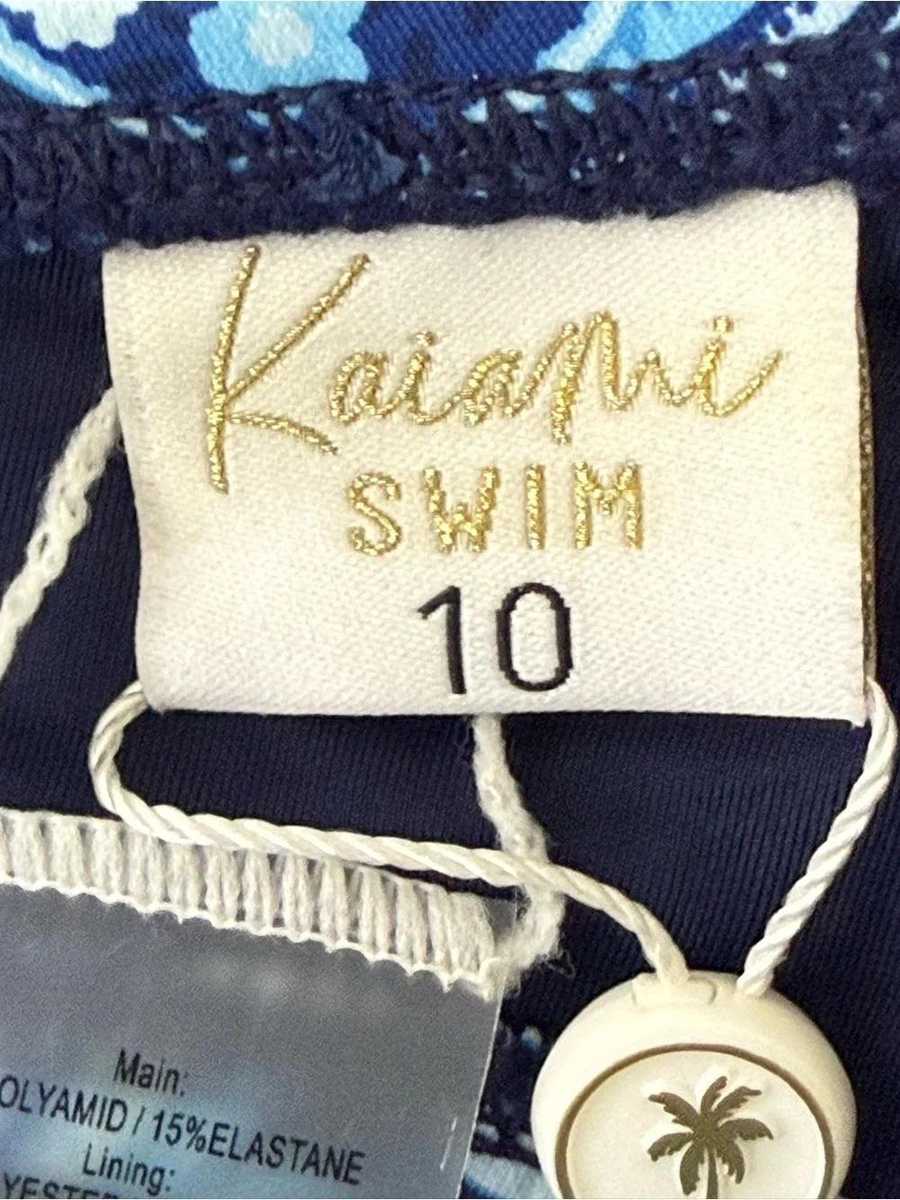 Kaiami Swim Ingrid Balconette Bikini Top Blue Paisley Underwire NWT Size 10